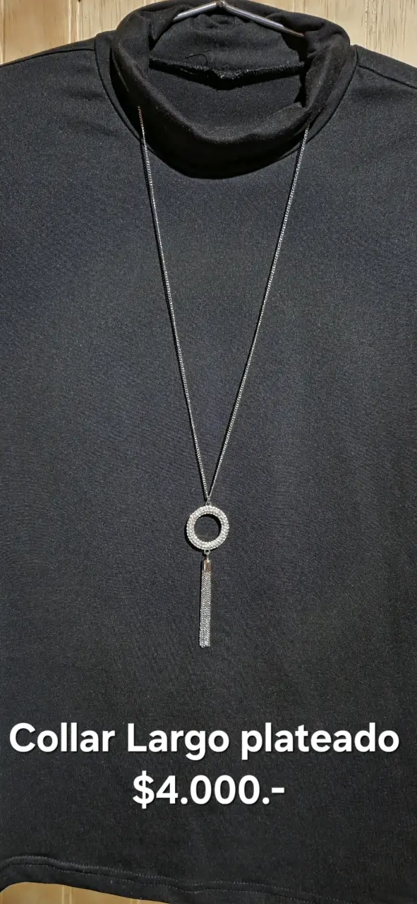 Collar largo plateado