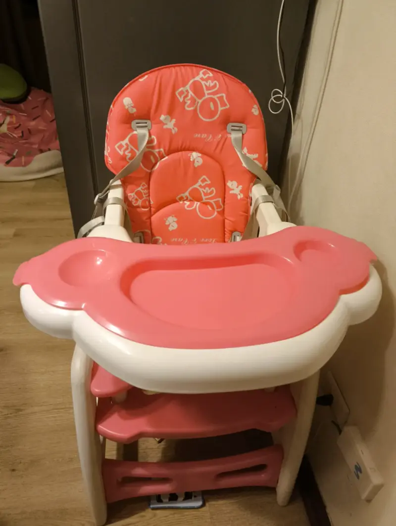 Silla para comer para bebé rosada - 1