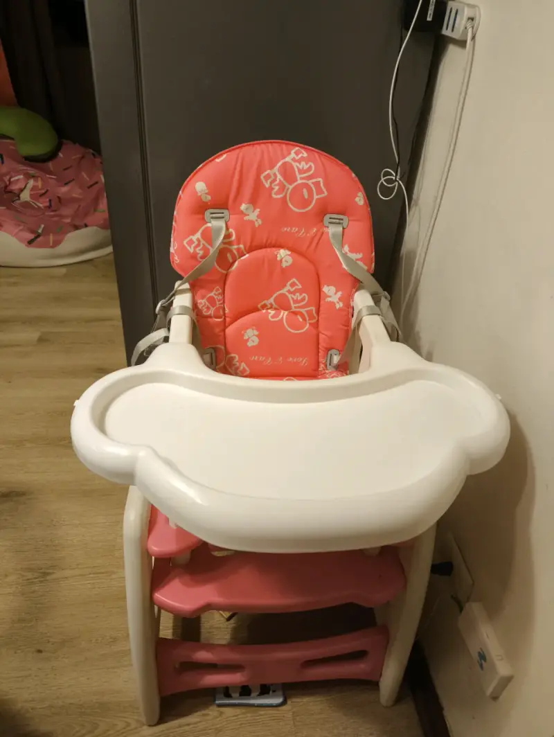 Silla para comer para bebé rosada - 3