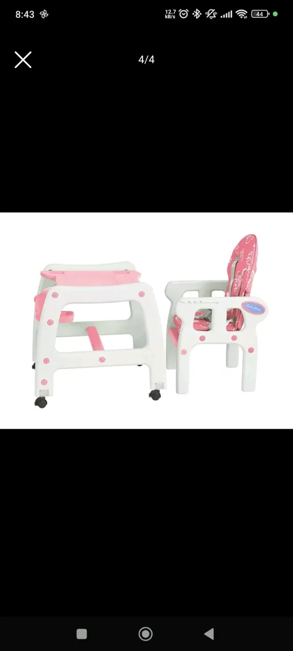 Silla para comer para bebé rosada - 4
