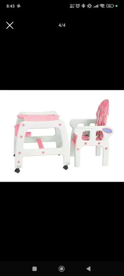 Silla para comer para bebé rosada - miniatura 4
