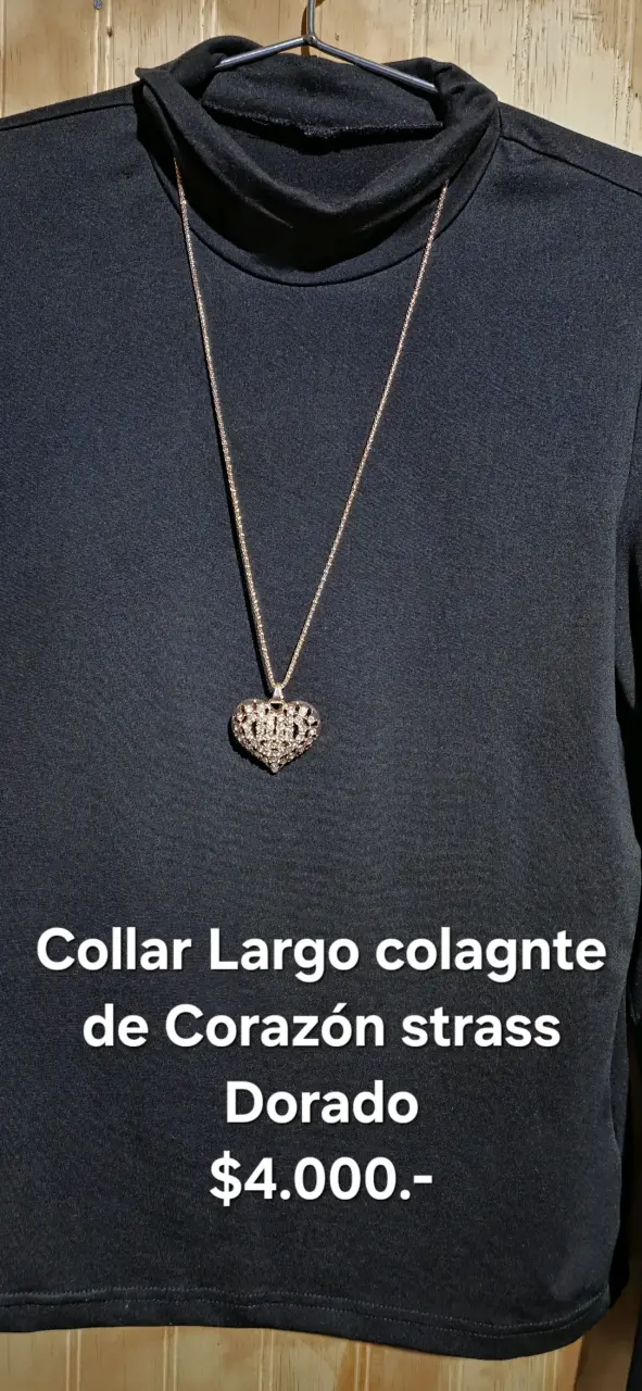 Collar dorado corazón strass