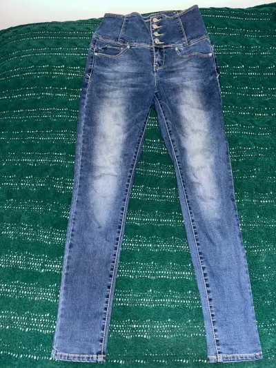 Jeans azul de cintura alta - miniatura 1