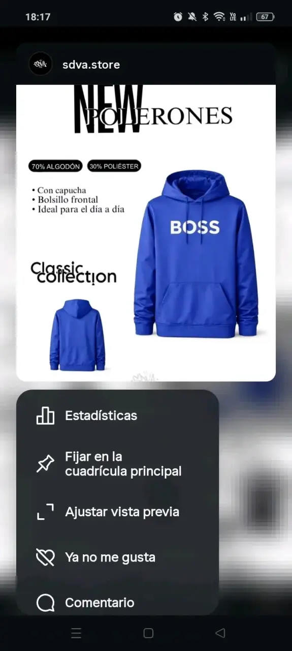 Polerón azul con capucha BOSS
