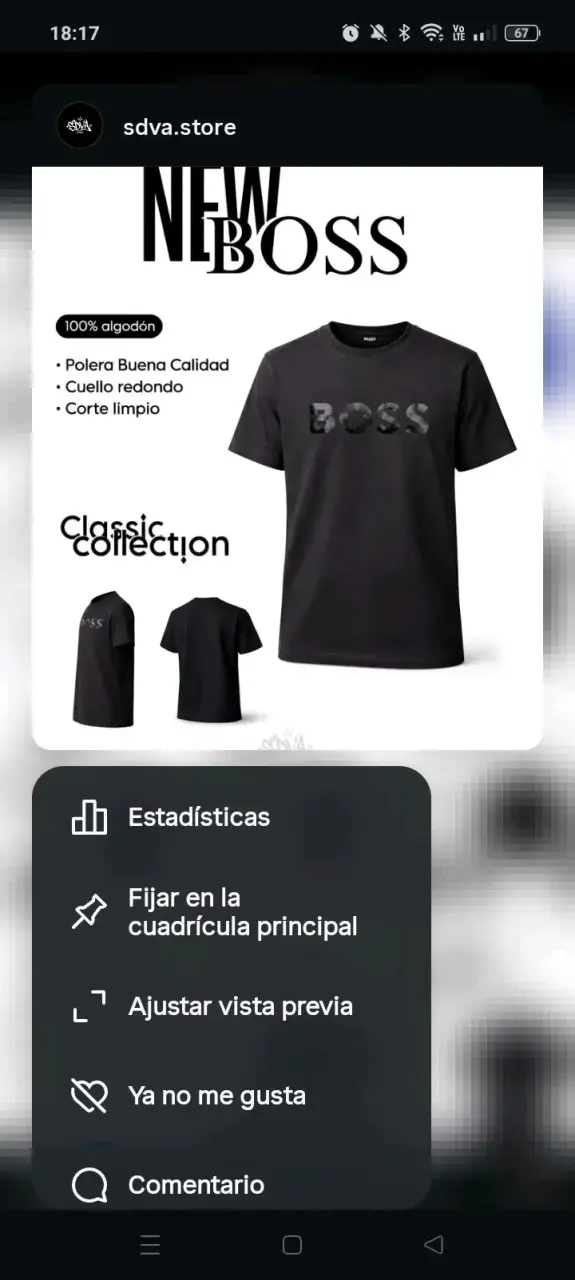 Polera negra BOSS algodón - 1