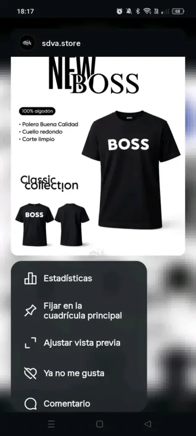 Polera negra BOSS algodón - miniatura 2