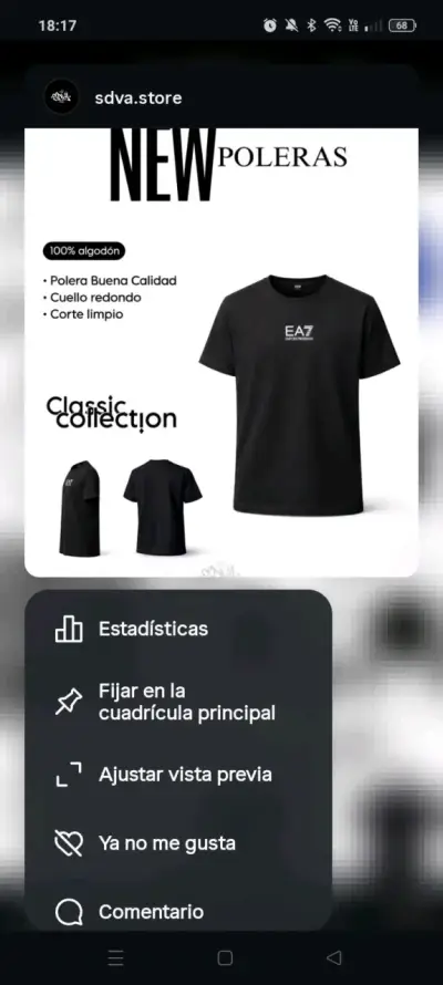 Polera negra BOSS algodón - miniatura 3