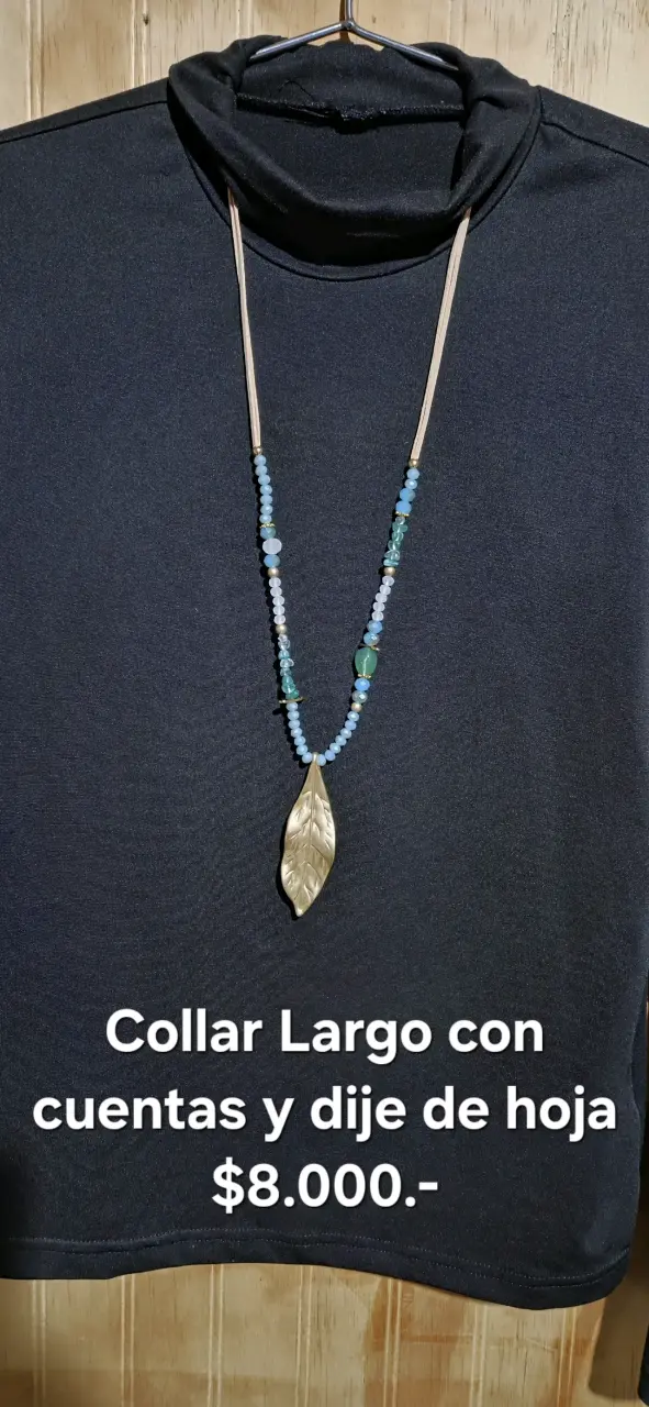 Collar largo con dije de hoja