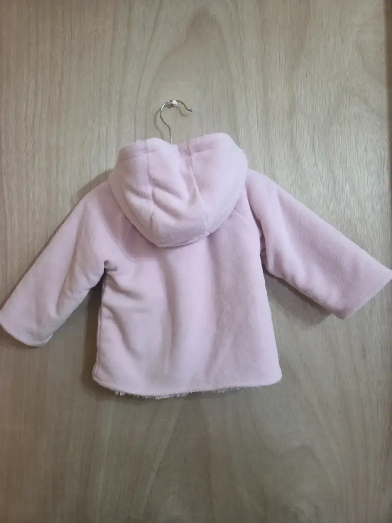 Abrigo rosado bebé con capucha - 2