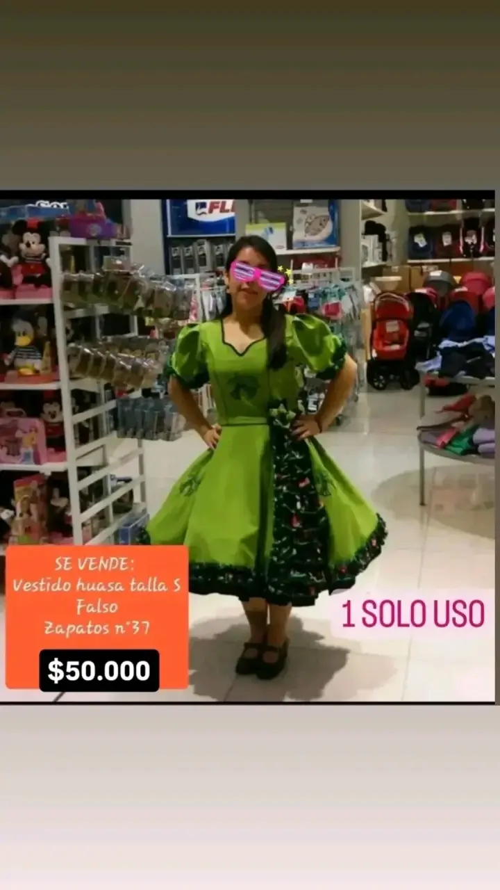 Vestido huasa verde talla S
