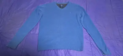 Suéter azul cuello en V - miniatura 1