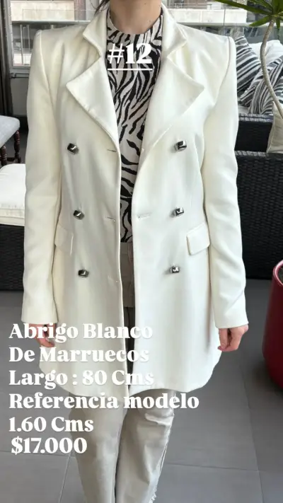 Abrigo blanco largo elegante - miniatura 1