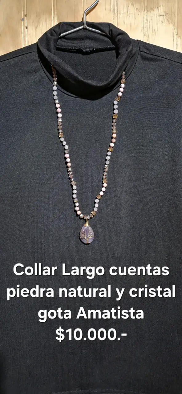Collar largo piedra natural