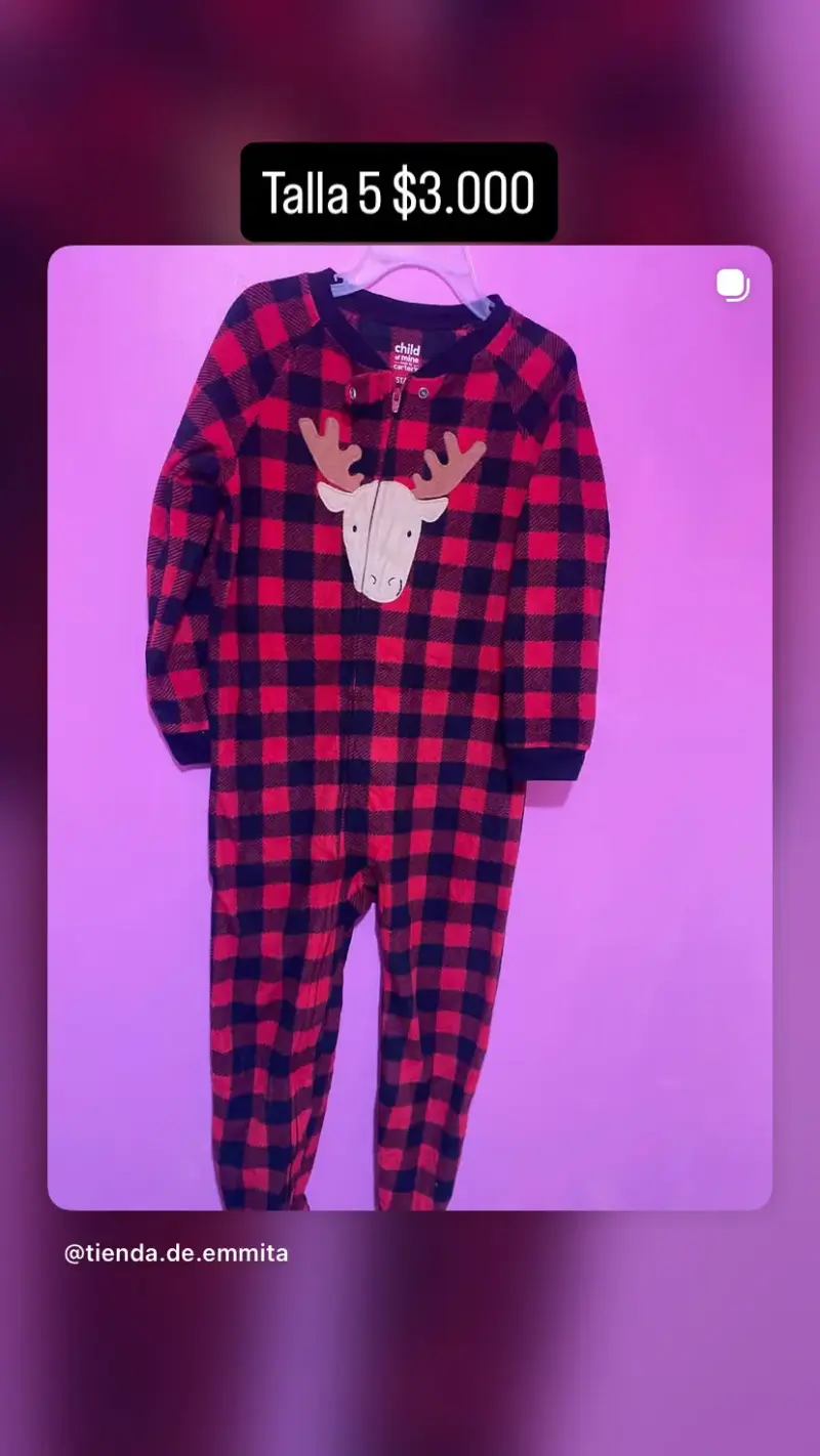 Pijama infantil cuadros rojos talla 5