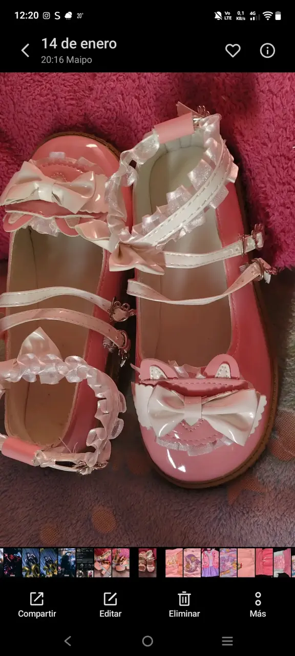 Zapatos rosados con lazos cute