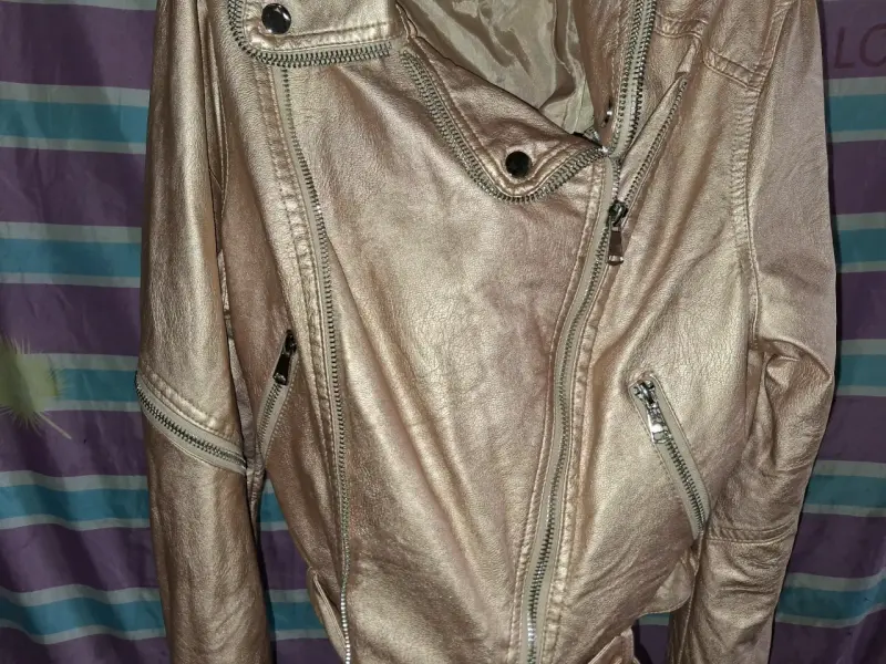 Chaqueta biker metálica dorada - 2