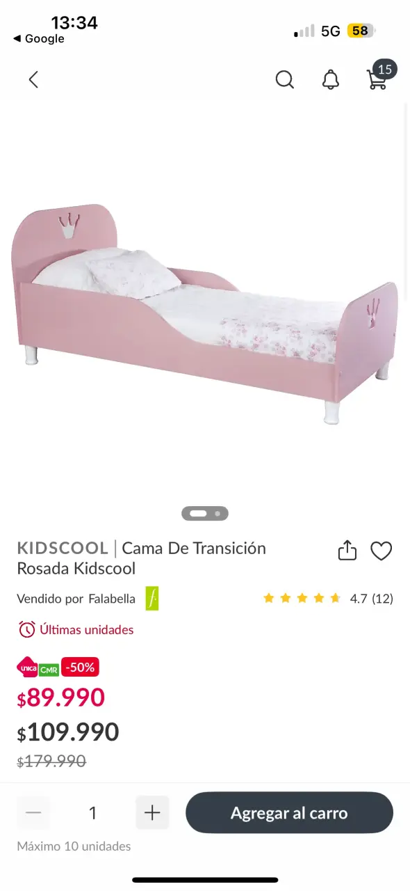 Cama infantil de Transición rosada con diseño - 3
