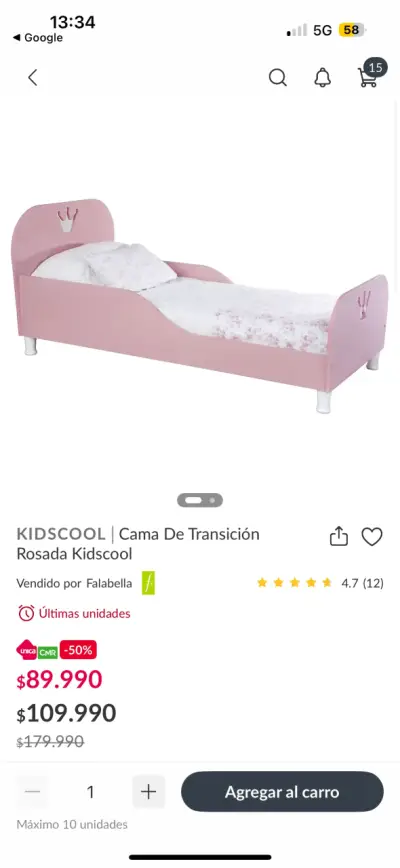 Cama infantil de Transición rosada con diseño - miniatura 3