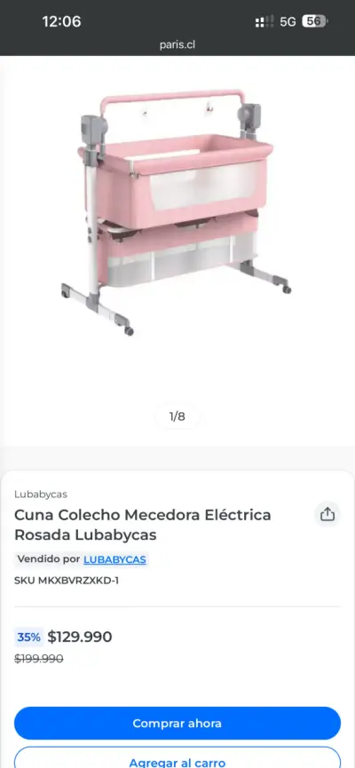Cuna colecho rosada con ruedas - miniatura 5