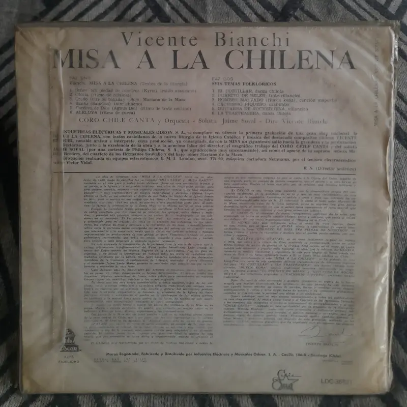 Vinilo Misa a la Chilena - Vicente Bianchi - 2