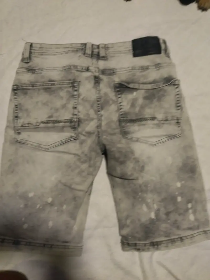 Jeans chort gris estilo desgastado - 4