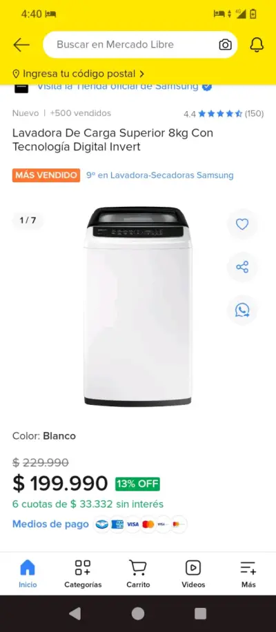 Lavadora Samsung carga superior - miniatura 2
