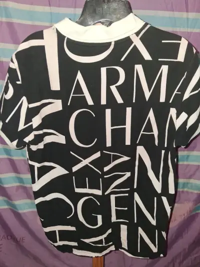 Polera negra con letras blancas armani - miniatura 5