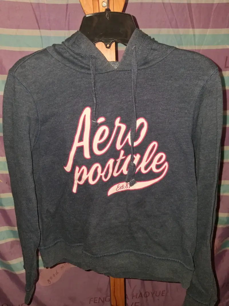 Polerón Aeropostale azul desteñido con capucha - 1