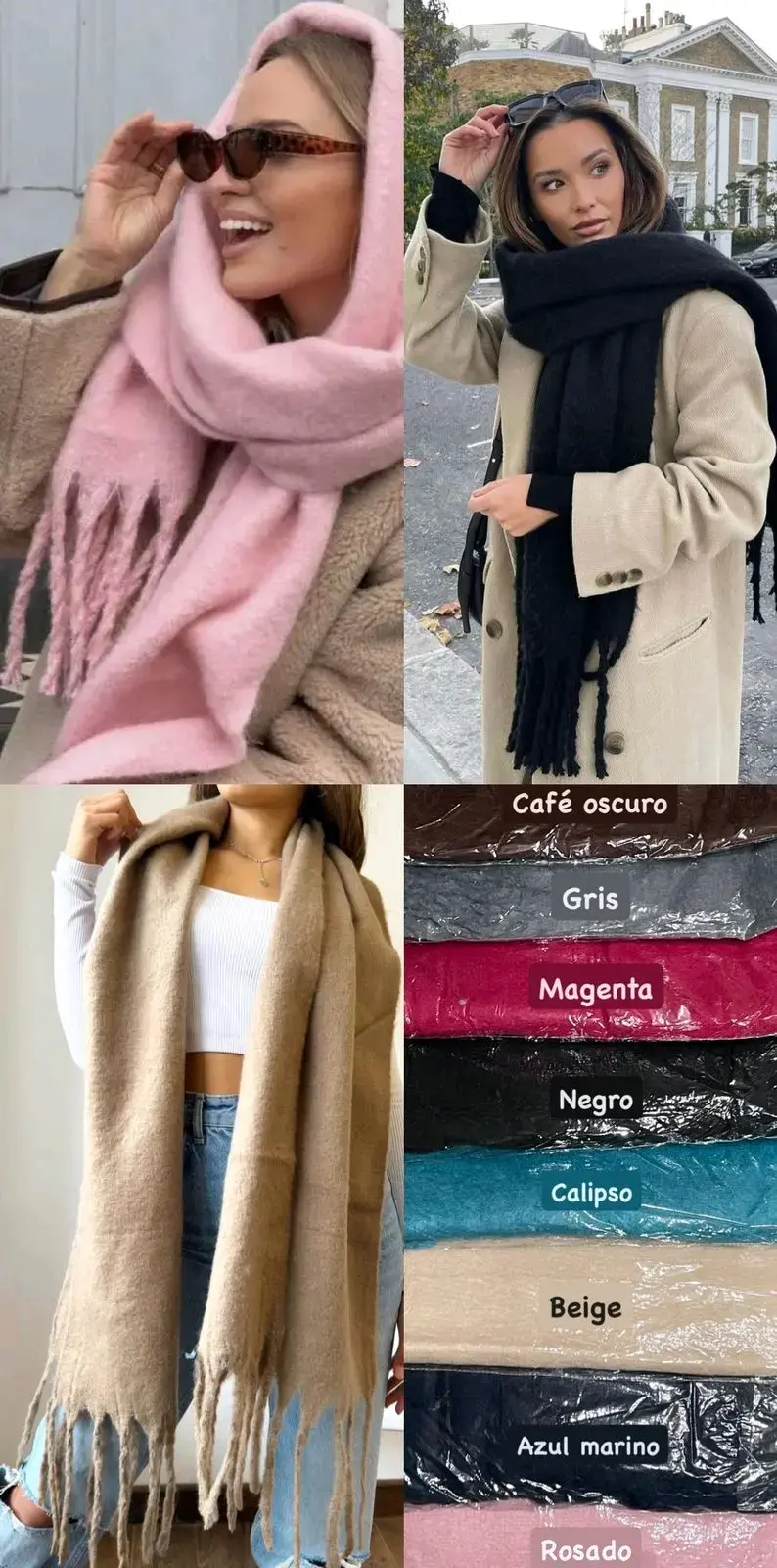 Bufanda de lana varios colores