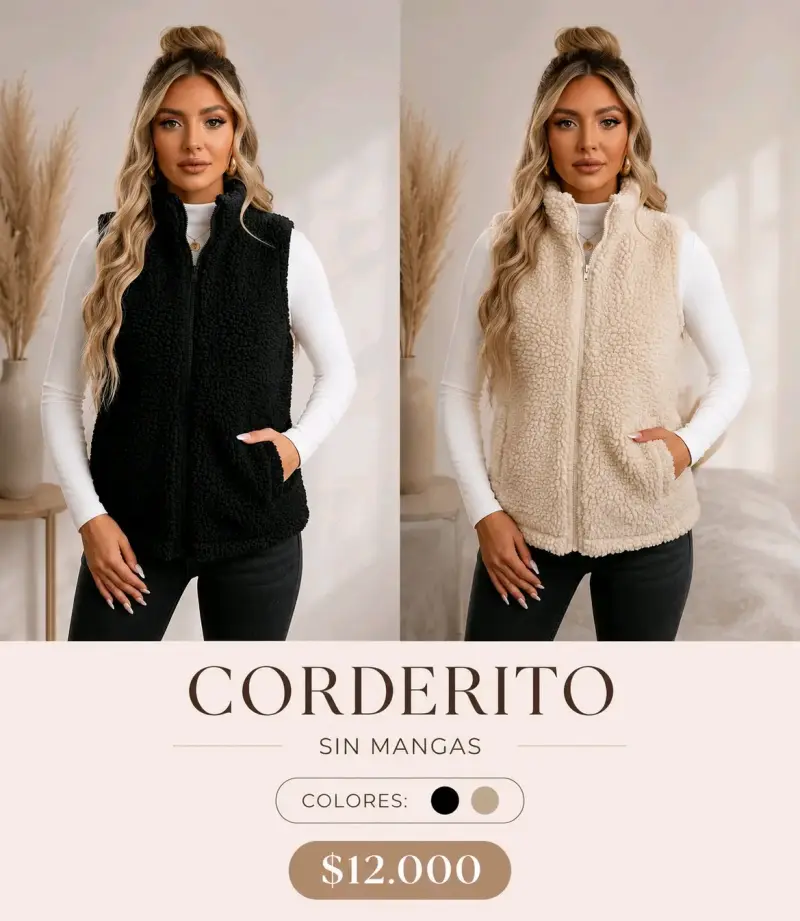 Chaleco de corderito sin mangas