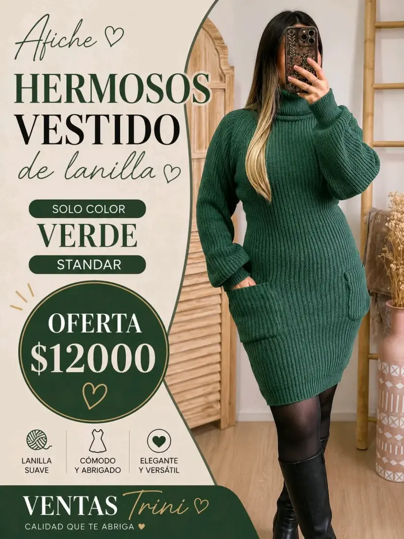 Vestido de lanilla verde