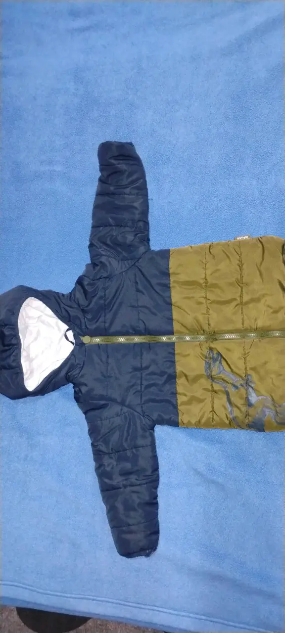 Parka infantil azul y verde - 1
