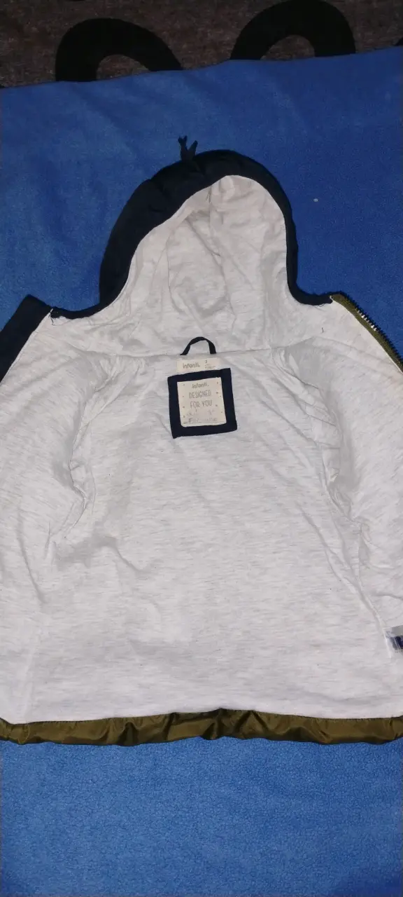 Parka infantil azul y verde - 3