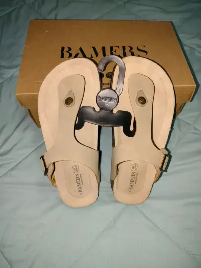 Sandalias de cuero Bamers beige - miniatura 1