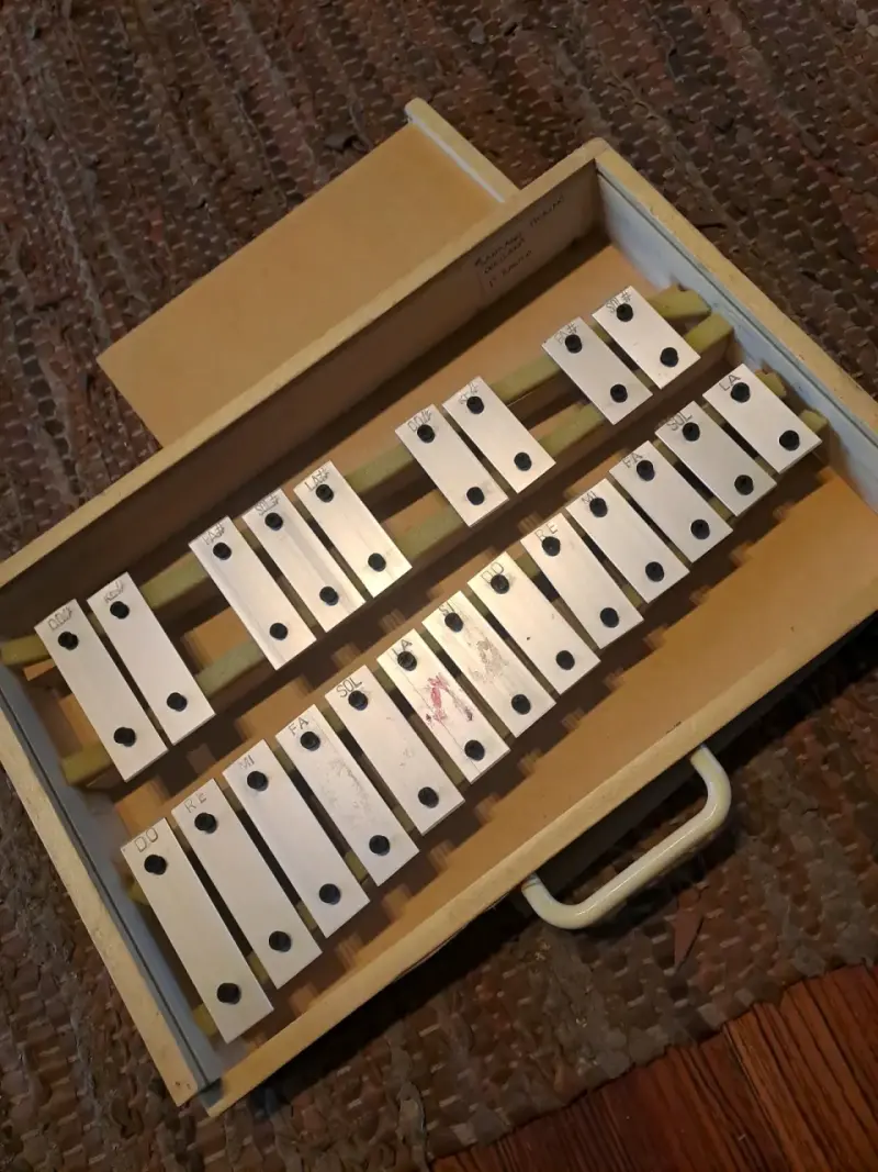 Xilófono en caja de madera