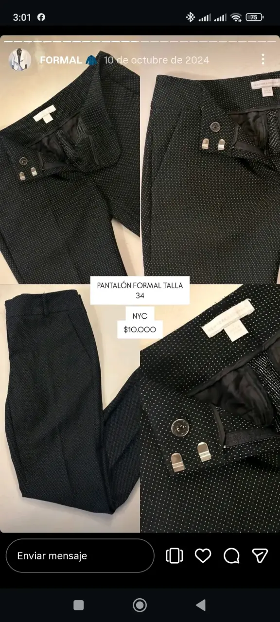 Pantalón formal azul marino lunares