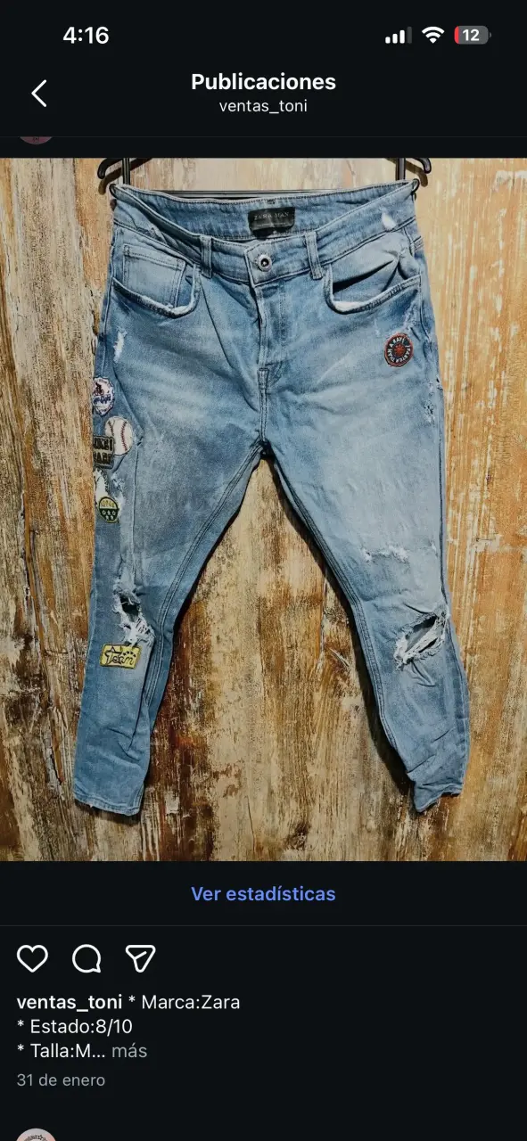 Jeans hombre Zara con parches