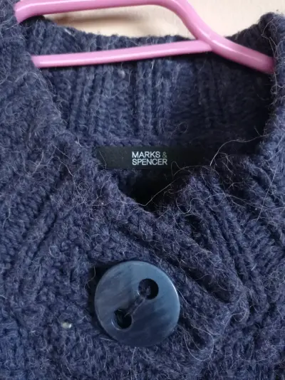 Cardigan azul de punto grueso - miniatura 2