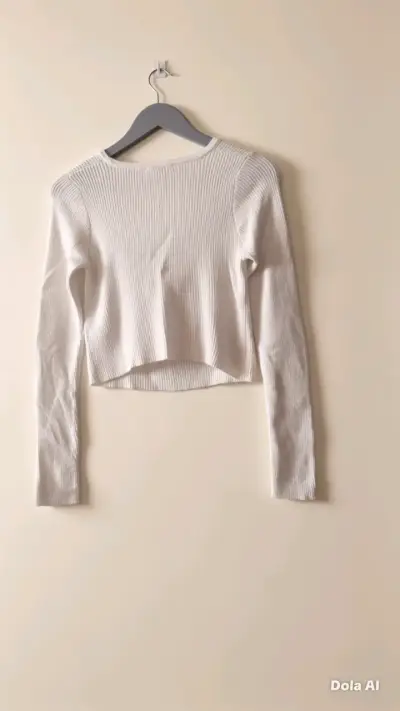 Crop top blanco de punto - miniatura 3