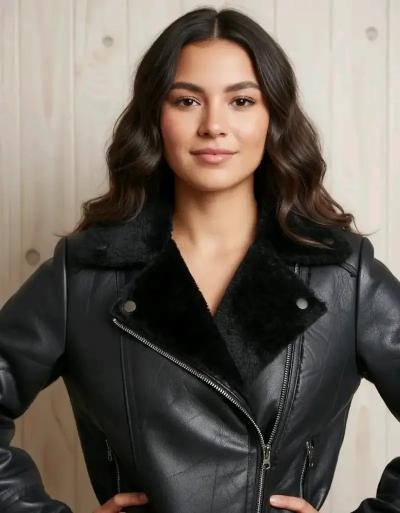 Chaqueta cuerina con piel - 1