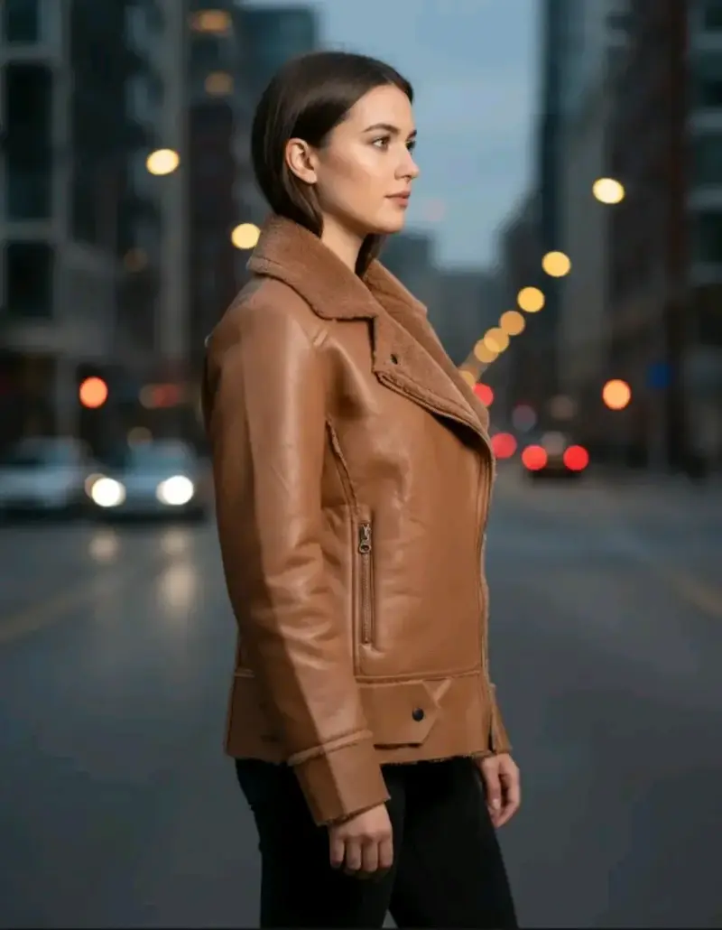 Chaqueta cuerina con piel - 3