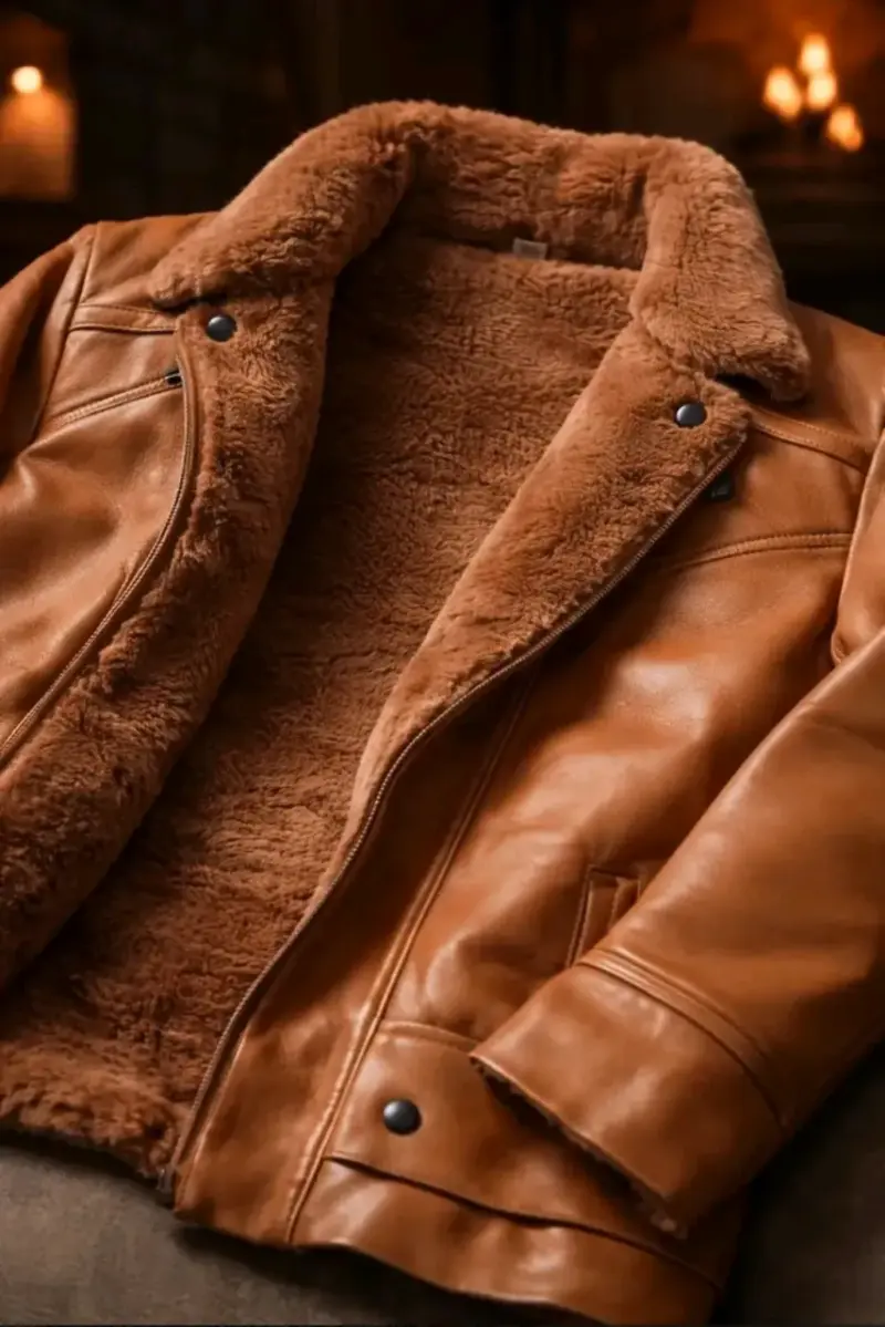 Chaqueta cuerina con piel - 4
