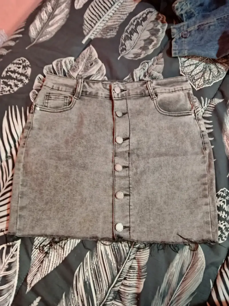 Falda de mezclilla gris - 1