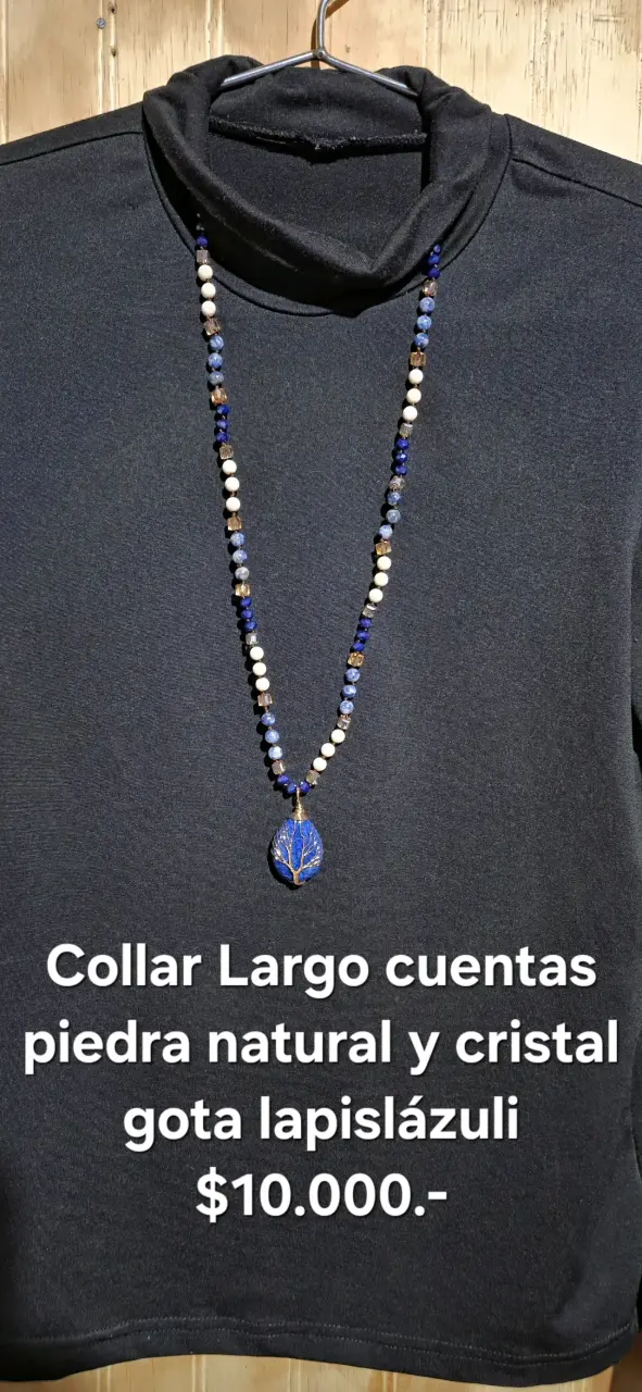 Collar largo cuentas lapislázuli