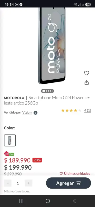 Celular Motorola G24 POWER+ Reloj Mossimo+cargador - miniatura 3