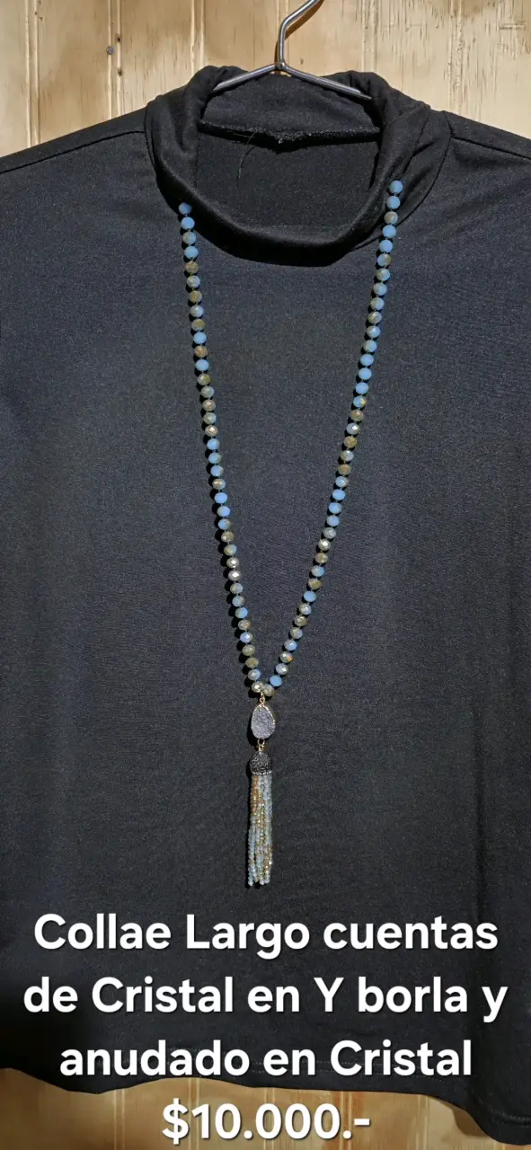 Collar largo de cristal con borla