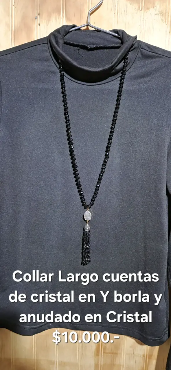 Collar largo de cristal negro