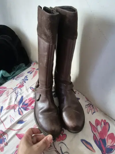 Botas largas de cuero marrón numero 32 de niña - miniatura 1