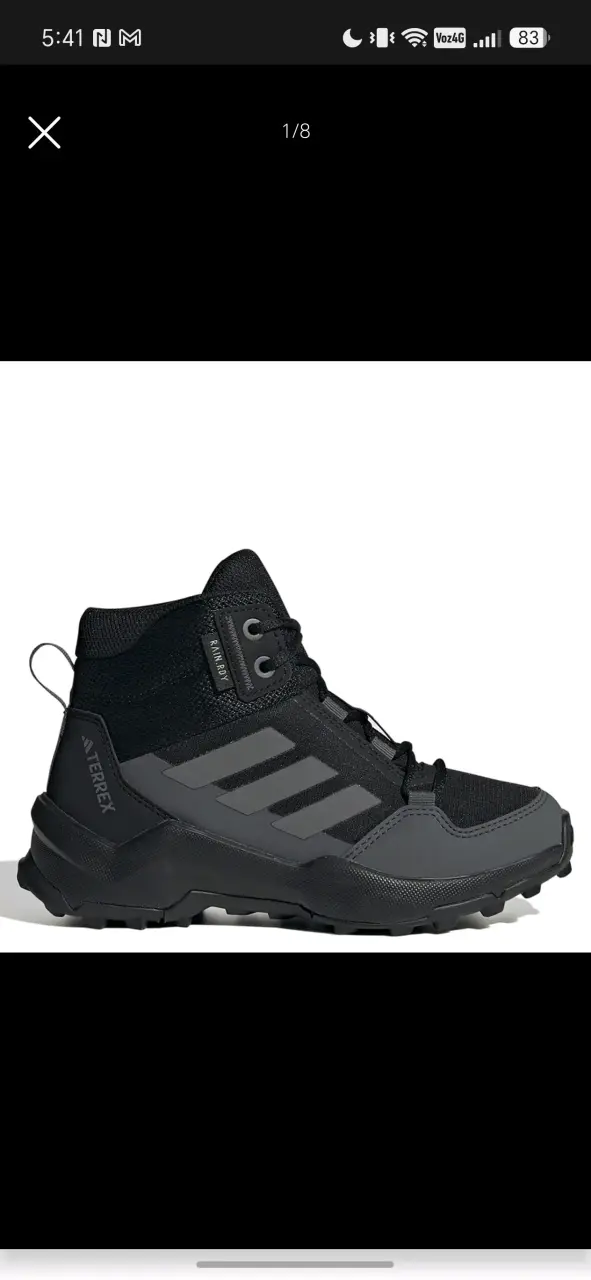 Zapatillas negras terrex para senderismo de niño