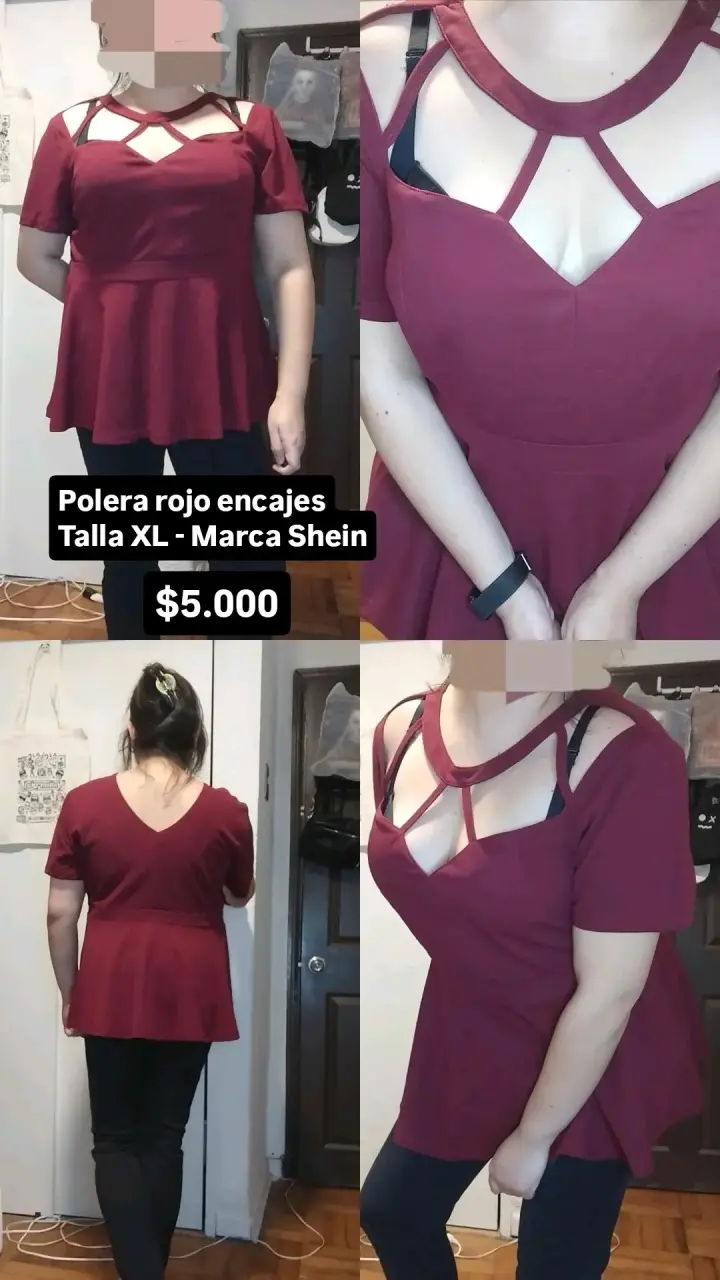 Polera roja con encajes Shein
